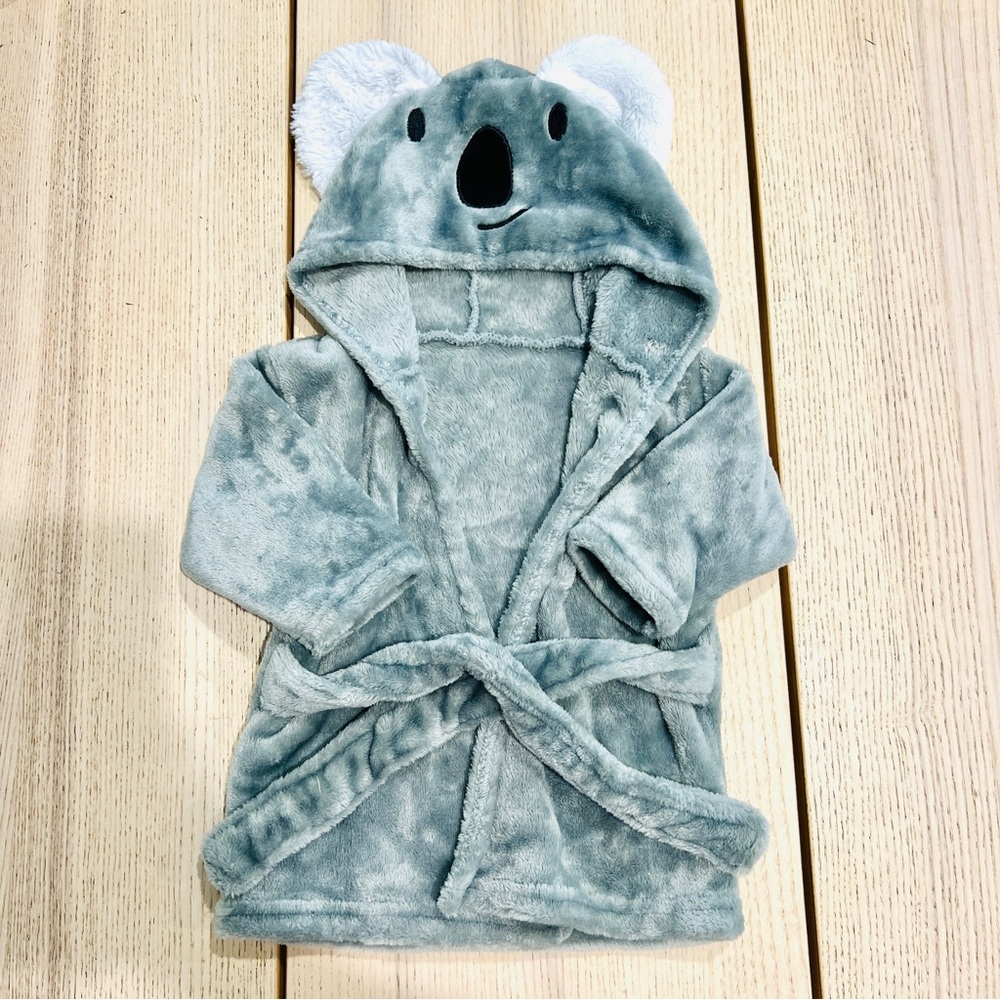 Infant baby HB hooded Bath Robe animal Koala Super Soft And Cozy 0-9 Months Gray